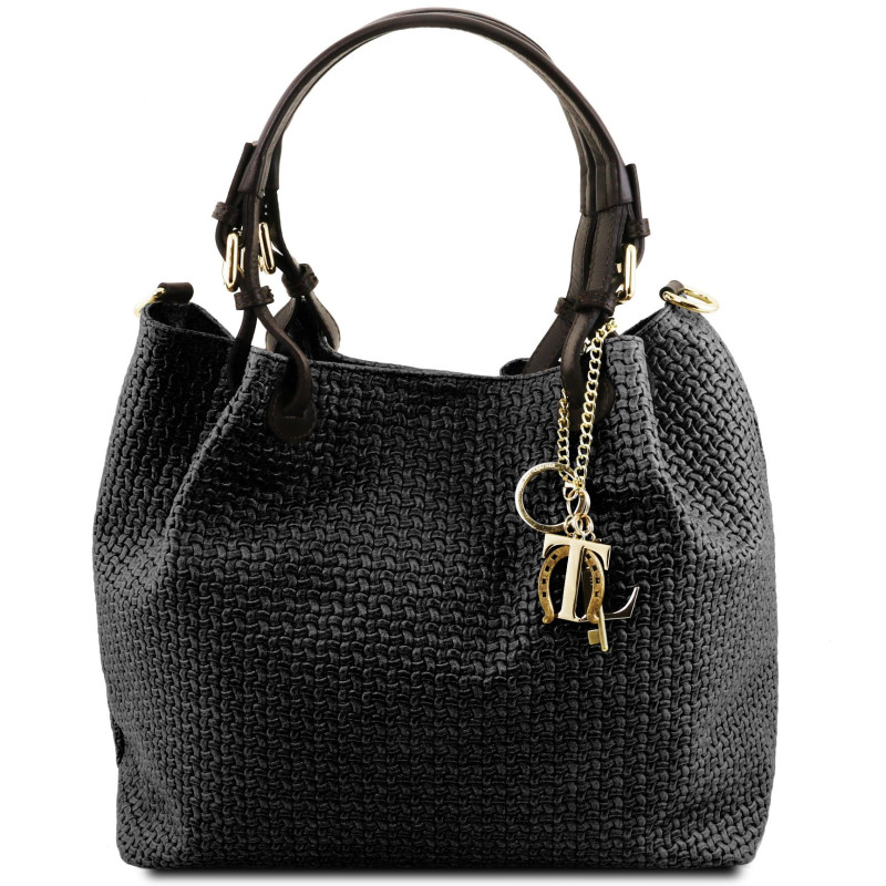 TL KeyLuck - Borsa Shopping in Pelle Stampa Intrecciata